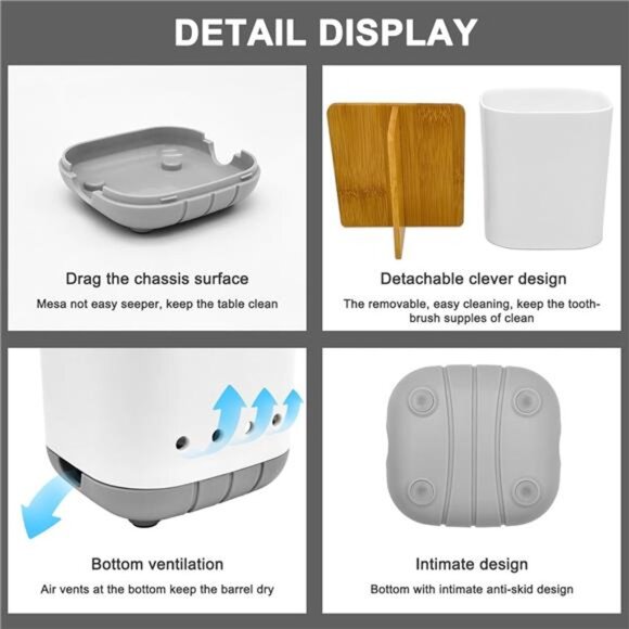 Toothbrush Holder Bathroom Counter Organizer Electric Toothpaste Storage Caddy - Picture 5 of 8